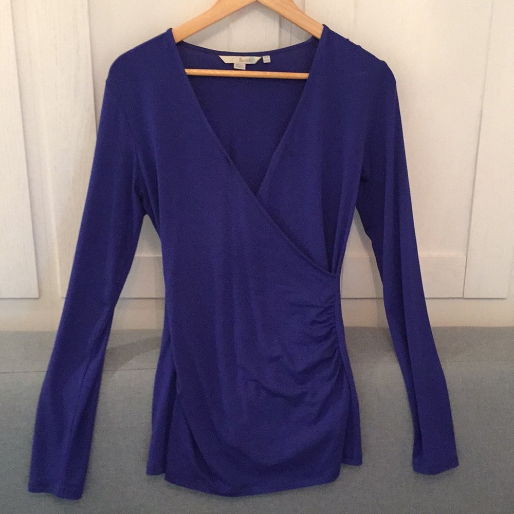 Boden Long Sleeve Blue Wrap Blouse